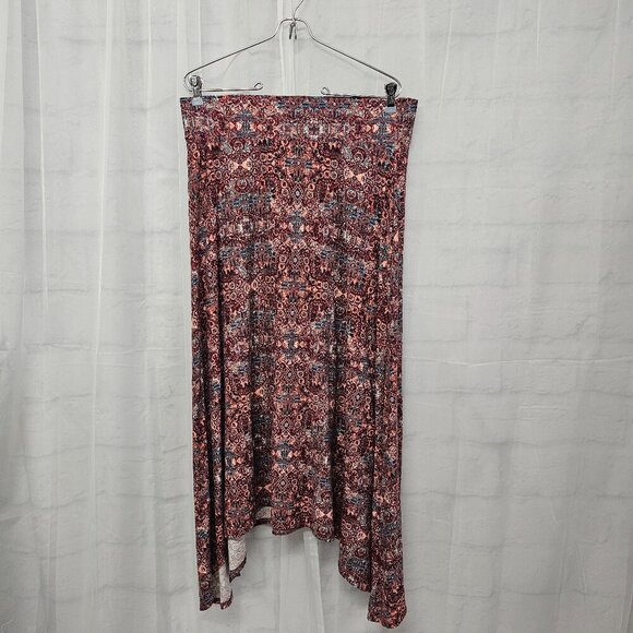 Maurices Pink Blue Boho Asymmetrical Midi Skirt Festival L - Picture 8 of 8